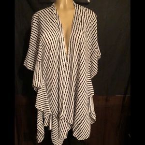 New Kat & Bryn White & Black Stripe Sexy Shawl